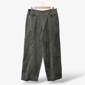 Lilith Barrel Leg Pants Taupe Gray Wide Leg Flat Front Size XL Lagenlook Casual